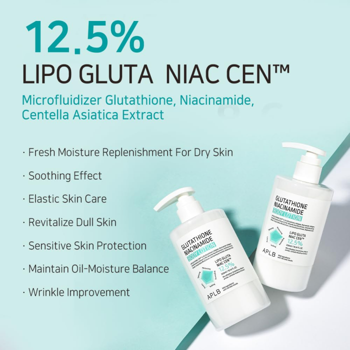 APLB Glutathione Niacinamide Body Lotion | Fresh Moisture for Dry Skin | Soothing Skin | Revitalize Dull Skin