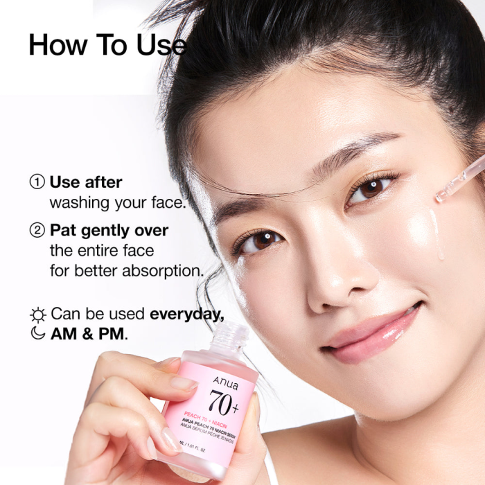 Anua Peach 70+ Niacin Serum Anua Peach 70+ Niacin Serum: How to use