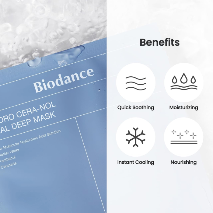 Biodance Hydro Cera-Nol Real Deep Mask | Quick Soothing, Moisturizing, Instant Cooling, Nourishing