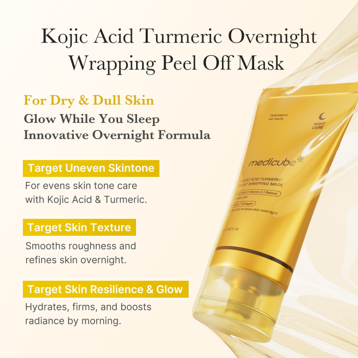 Kojic Acid Turmeric Overnight Wrapping Mask Medicube Kojic Acid Turmeric Overnight Wrapping Mask | For Dry & Dull Skin | Target Uneven Skintone