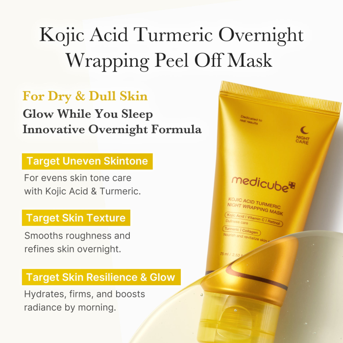 Kojic Acid Turmeric Overnight Wrapping Mask Medicube Kojic Acid Turmeric Overnight Wrapping Mask | For Dry & Dull Skin