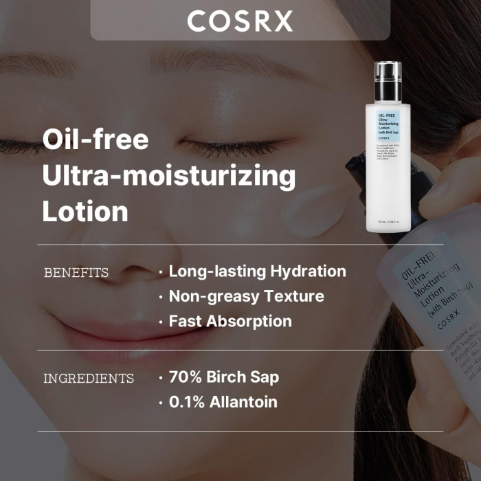COSRX Oil-Free Ultra Moisturizing Lotion With Birch Sap COSRX Oil-Free Ultra Moisturizing Lotion With Birch Sap | Long-lasting Hydration, Non-greasy and fast absorption
