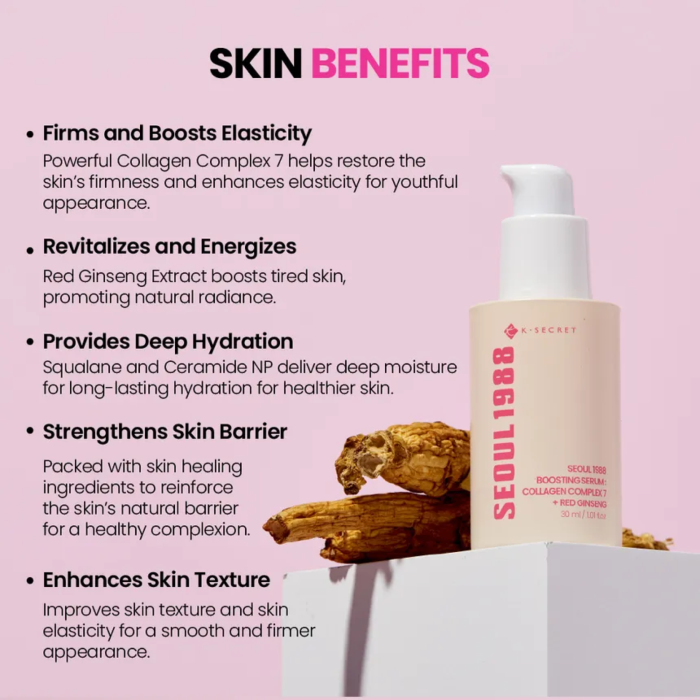 KSECRET - SEOUL 1988 Boosting Serum : Collagen Complex 7 + Red Ginseng 4 KSECRET - SEOUL 1988 Boosting Serum : Collagen Complex 7 + Red Ginseng 4
